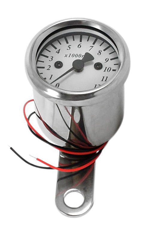 Micro Custom Tachometer ~ White Face Plate - XLmotorcycleparts