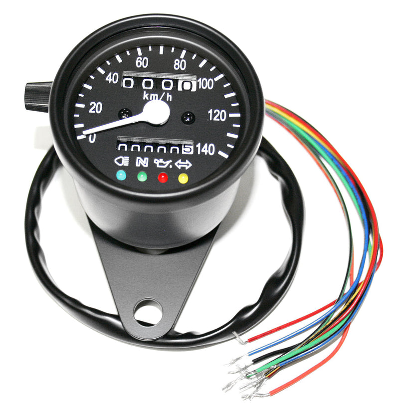 Deluxe Mini Custom Speedometer-KPH ~ All Black - XLmotorcycleparts