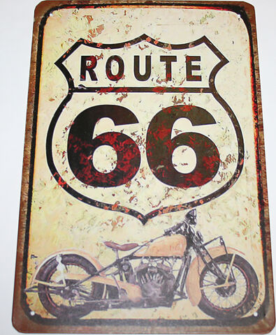 Route 66 (Painted Style) - Tin Sign - XLmotorcycleparts