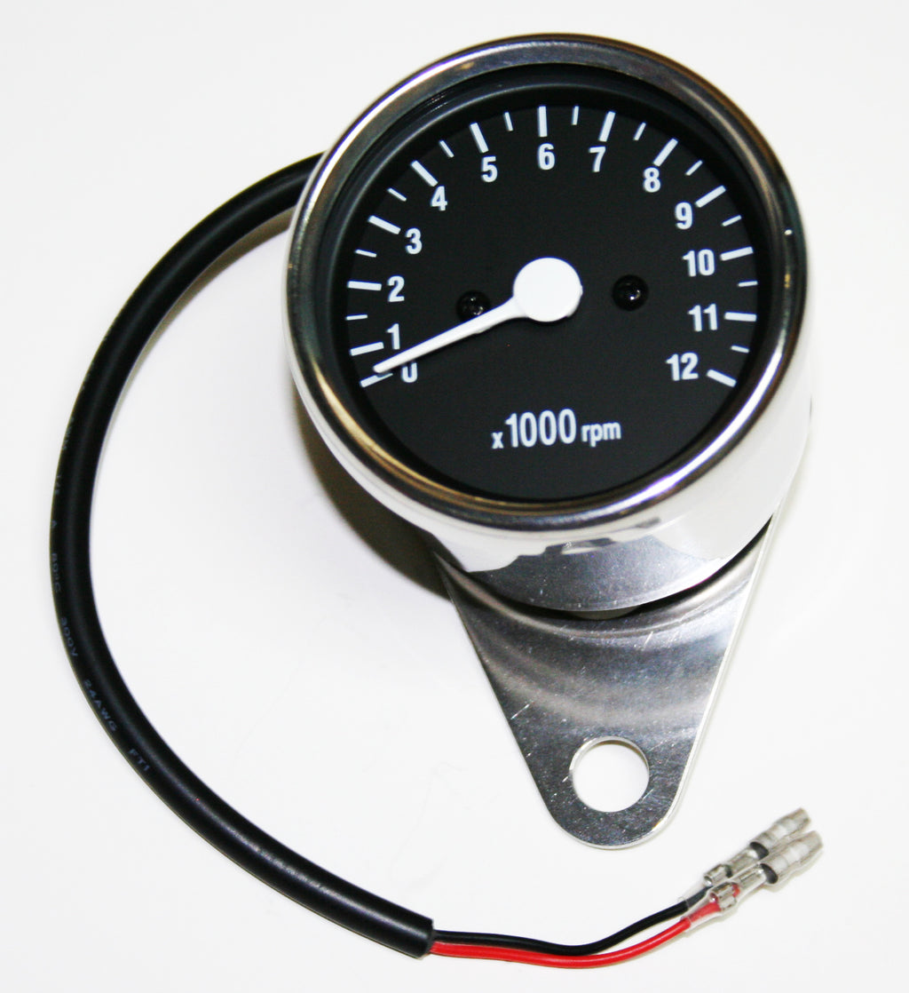 Mini Tachometer ~ Black Face Plate ~ 5:1 Ratio