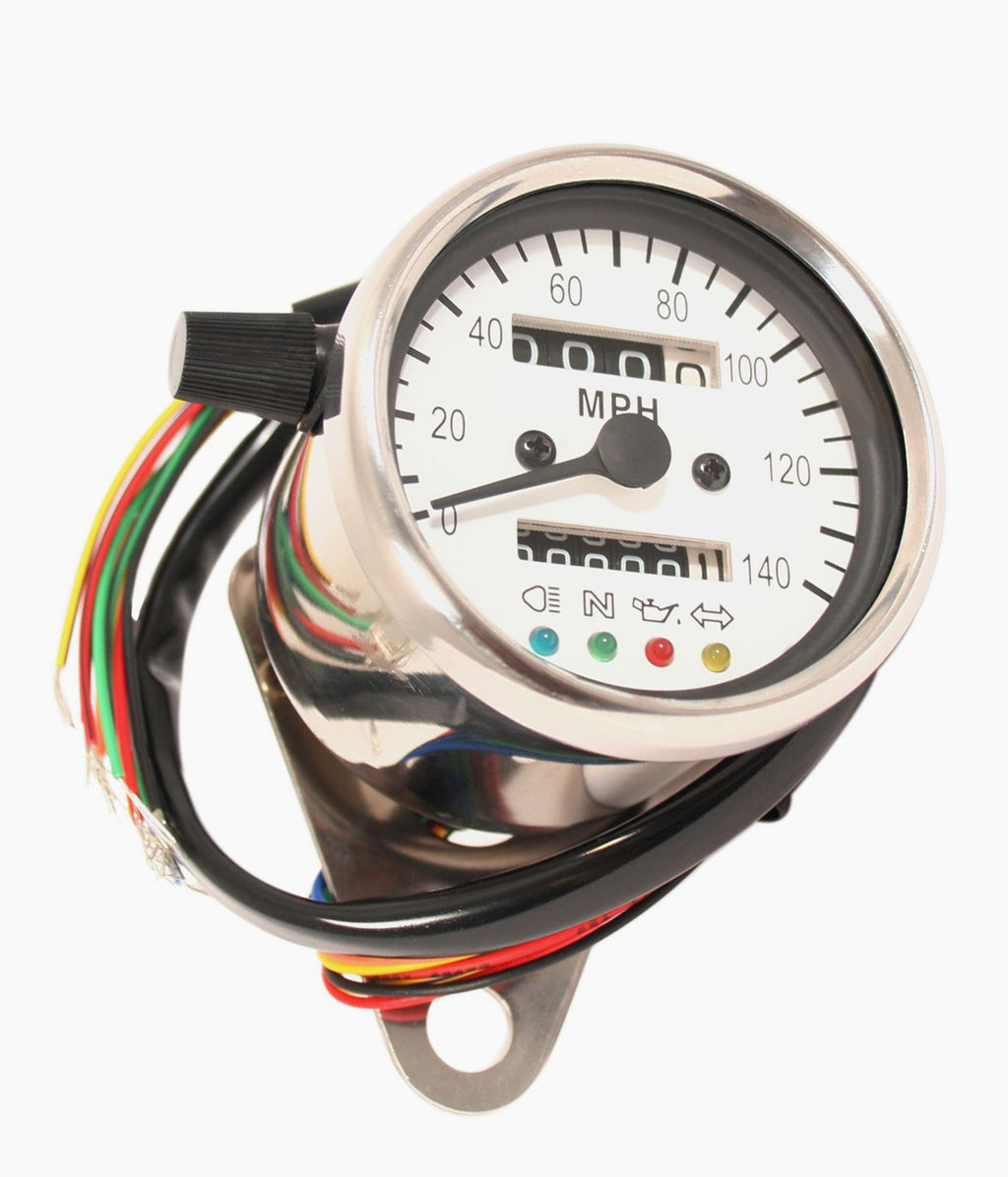 Deluxe Mini Custom Speedometer-MPH ~ White Face Plate