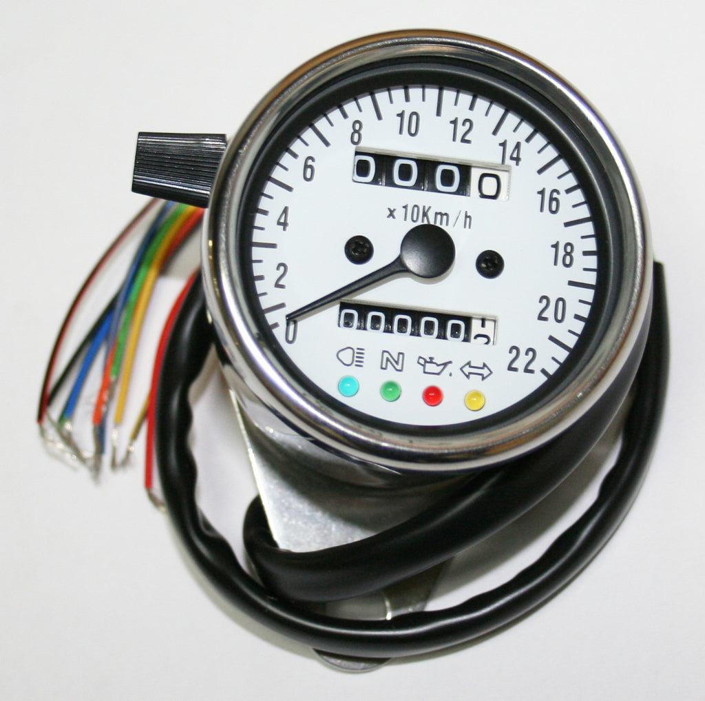 Deluxe Mini Custom Speedometer-KPH ~ White Face Plate