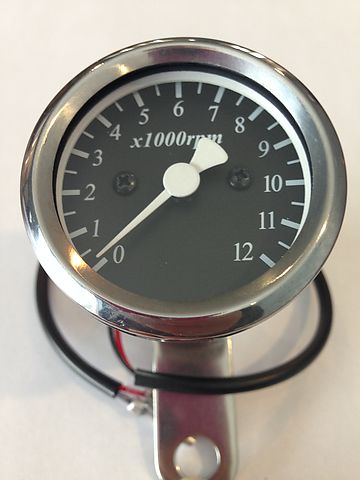 Micro Custom Tachometer ~ Black Face Plate ~ 4:1 Ratio