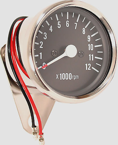 Deluxe Mini Custom Tachometer ~ Black Face Plate ~ 4:1 Ratio