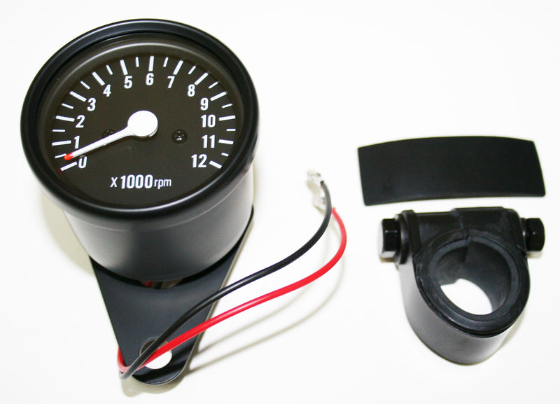 Mini Tachometer - All Black - w Bar Clamp ~ 5:1 Ratio