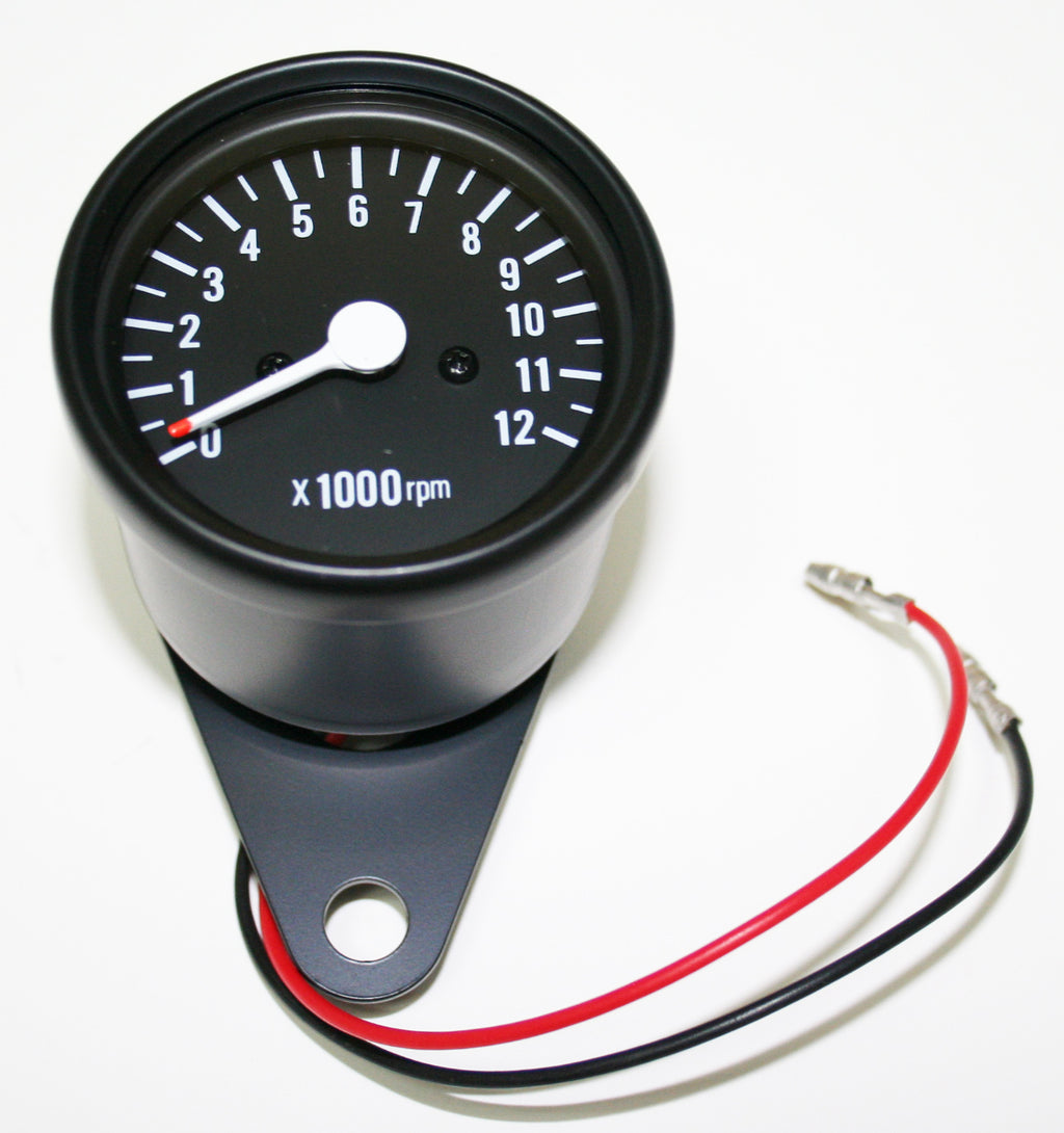 Mini Custom Tachometer ~ All Black ~ 4:1 Ratio