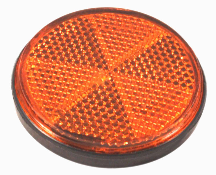 Round Reflector - Amber - Black Rim