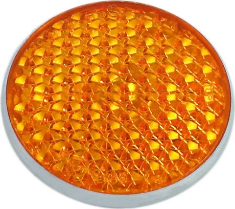 Round Reflector - Amber - Silver Rim