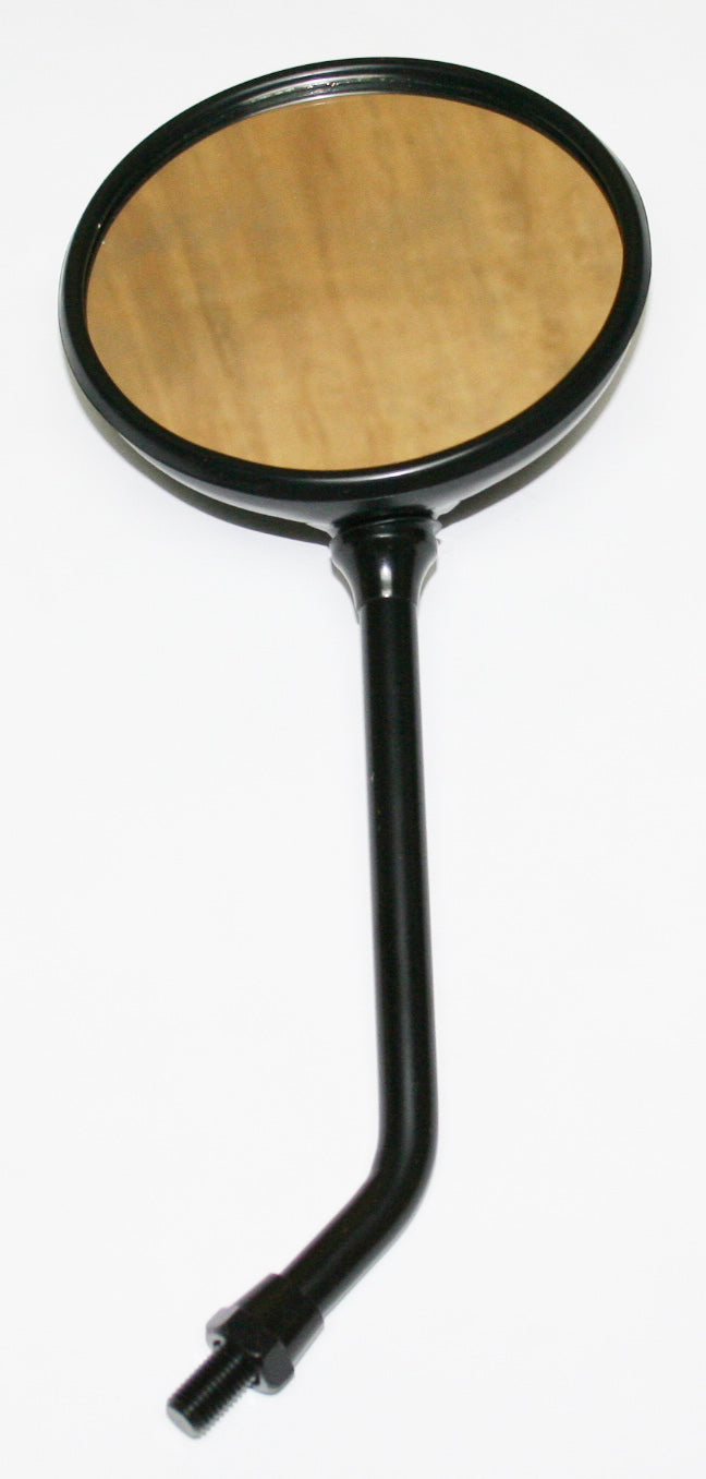 Long Stem Black Circular Mirror Oval Back - XLmotorcycleparts