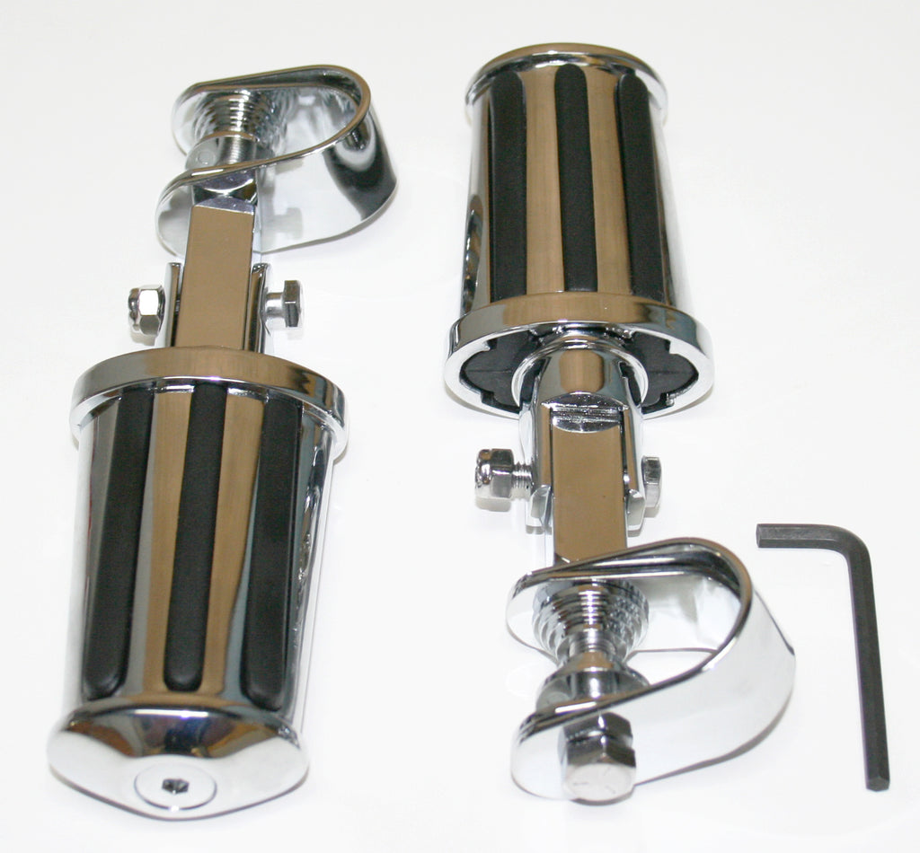 Custom Striped Rubbed Chrome Crash Bar Highway Footpeg Set - XLmotorcycleparts