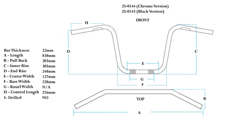 Ape Hanger Style Handlebar - XLmotorcycleparts